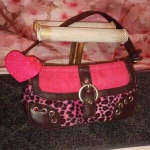 GORGEOUS PINK AND BROWN LEOPARD PRINT SMALL PURSE WITH A PINK HEART OF LOVE